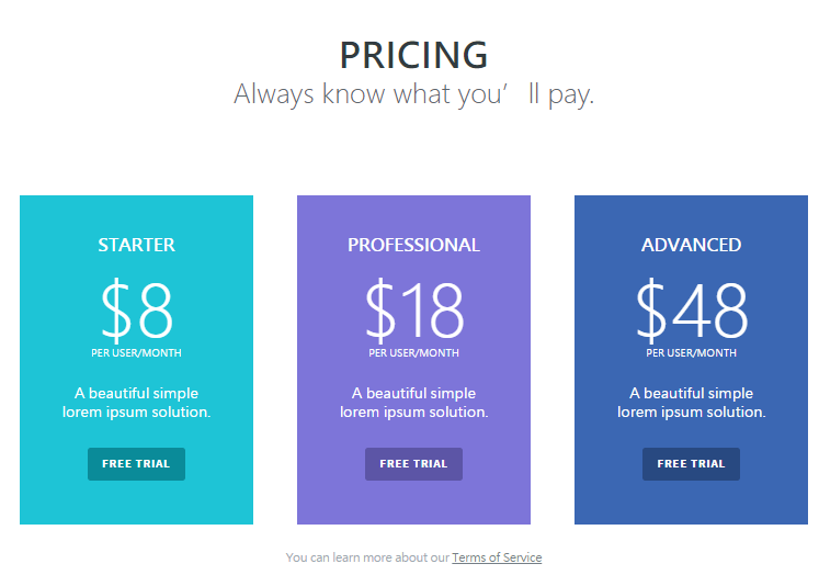 Pricing Table